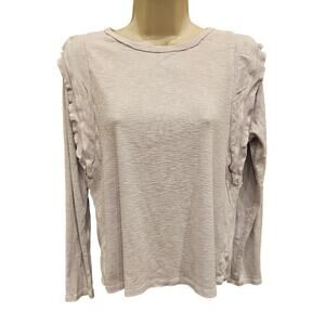 Eri Ali S light lilac ruffle arms casual career teacher top blouse knit sweater